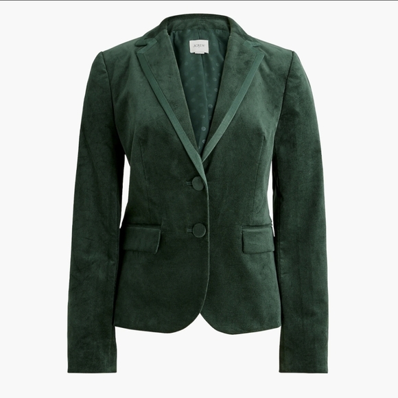 J. Crew Factory velvet schoolboy blazer Darkest Forest Green Size 16 - Picture 2 of 10